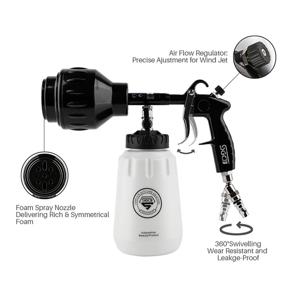 SGCB Pro Car Foamer Gun Cannon Pressure Washer Snow Lance Blaster - 8000 RPM High Speed Car Detailing Soap Gun with Adjustable 1/4” Quick Release & 1L Wide Mouth Bottle (No Leak Design) - Perfect for Auto Detailing, Car Wash, Foam Cleaning & Snow Removal