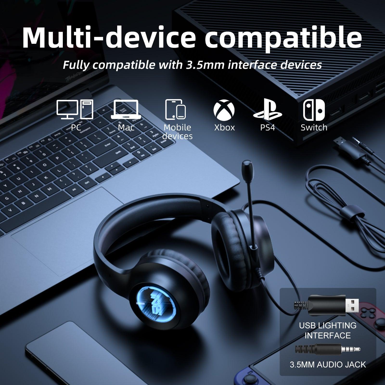 ONIKUMA X36 Gaming Headset with Abyss Flow LED Lights - Comfortable Over-Ear Design & Crystal Clear Sound for PC, PS4, Xbox - Perfect for FPS, Streaming & Late Night Gaming Sessions