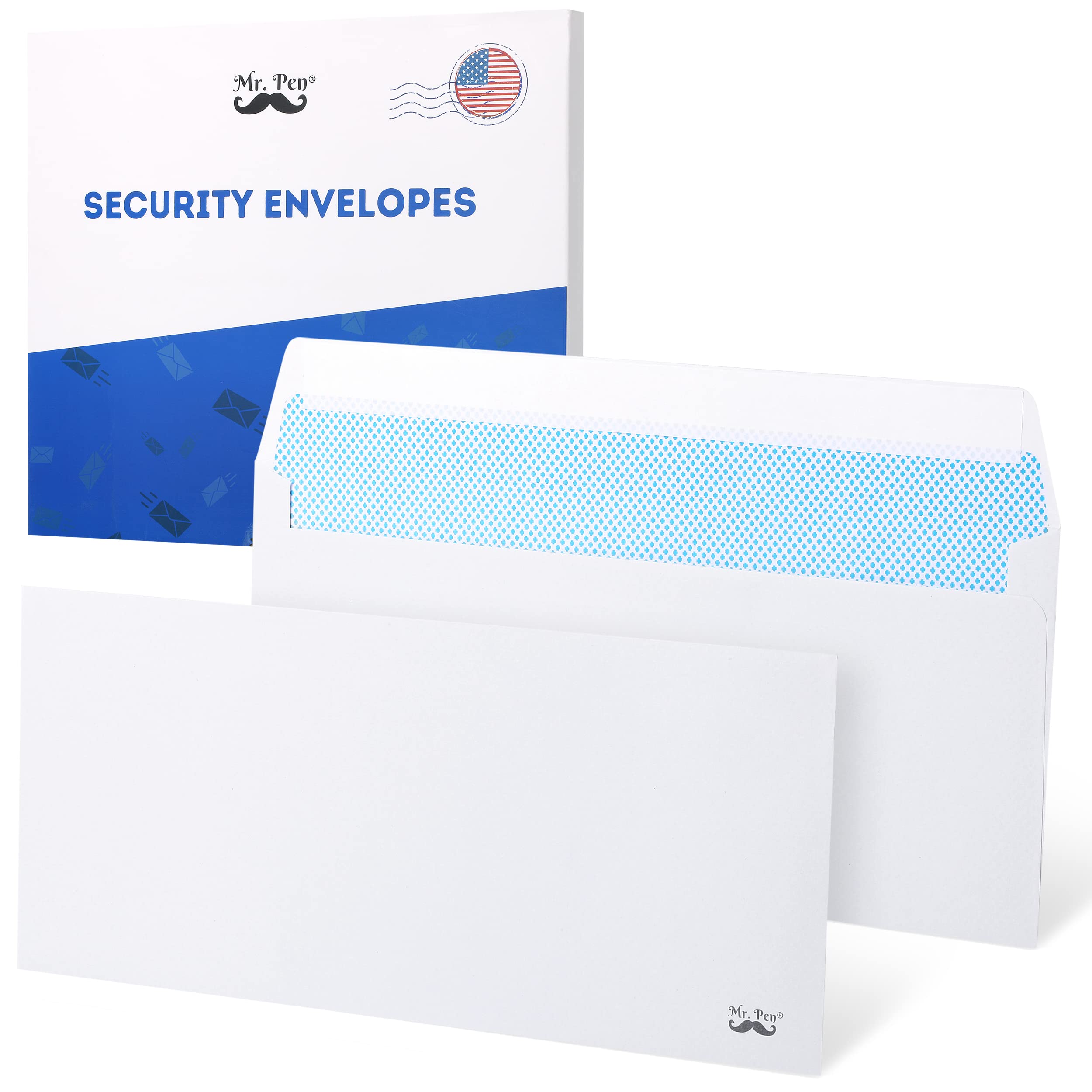 Mr. Pen Security Envelopes #10 - 50 Pack Business Peel & Seal Self-Sealing Envelopes (No 10 Size) for Mailing Checks, Documents & Confidential Letters | Office & Home Use