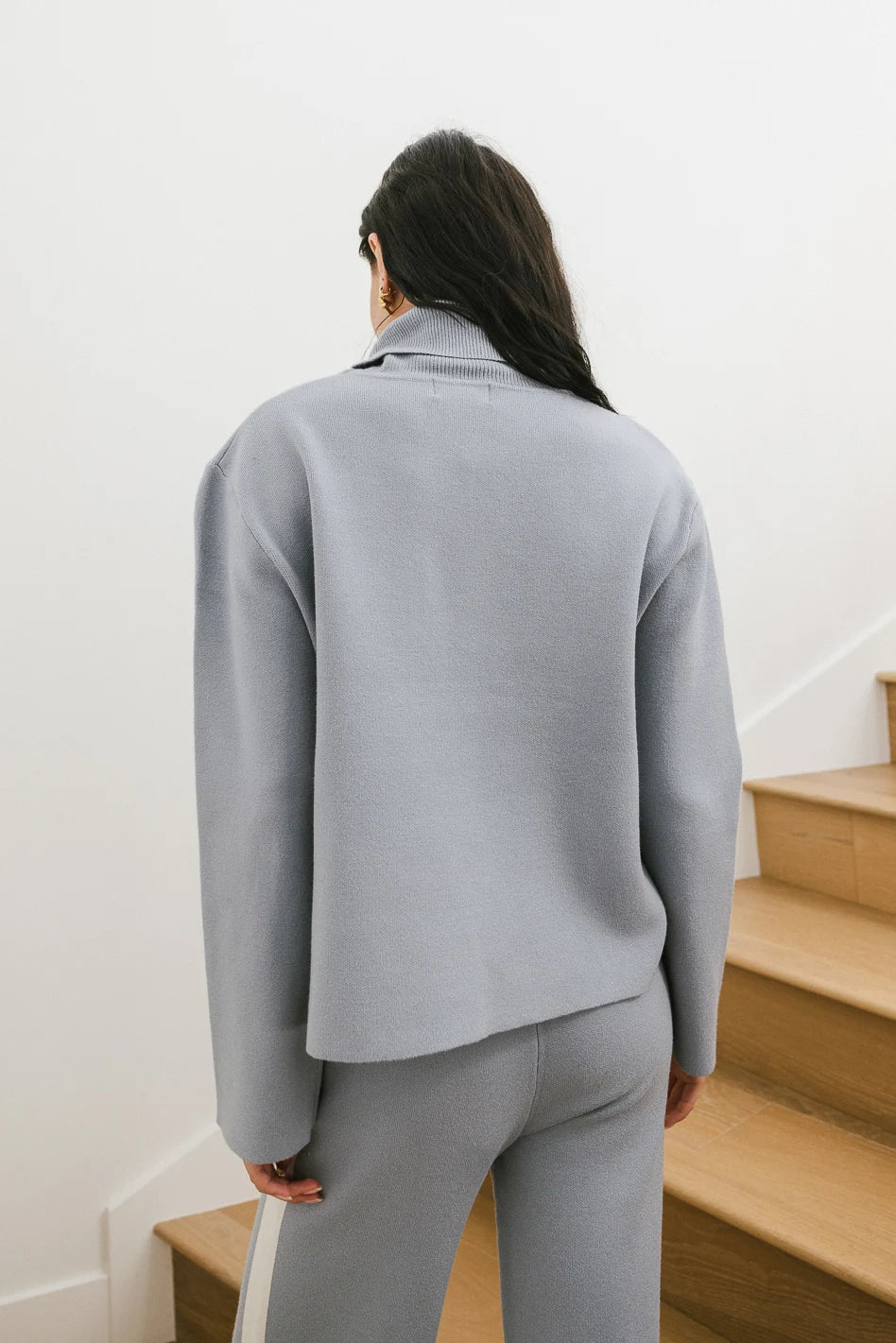 Kiara Knit Sweater Women's Blue Crewneck Pullover | Cozy Winter Casual Wear for Office & Outings