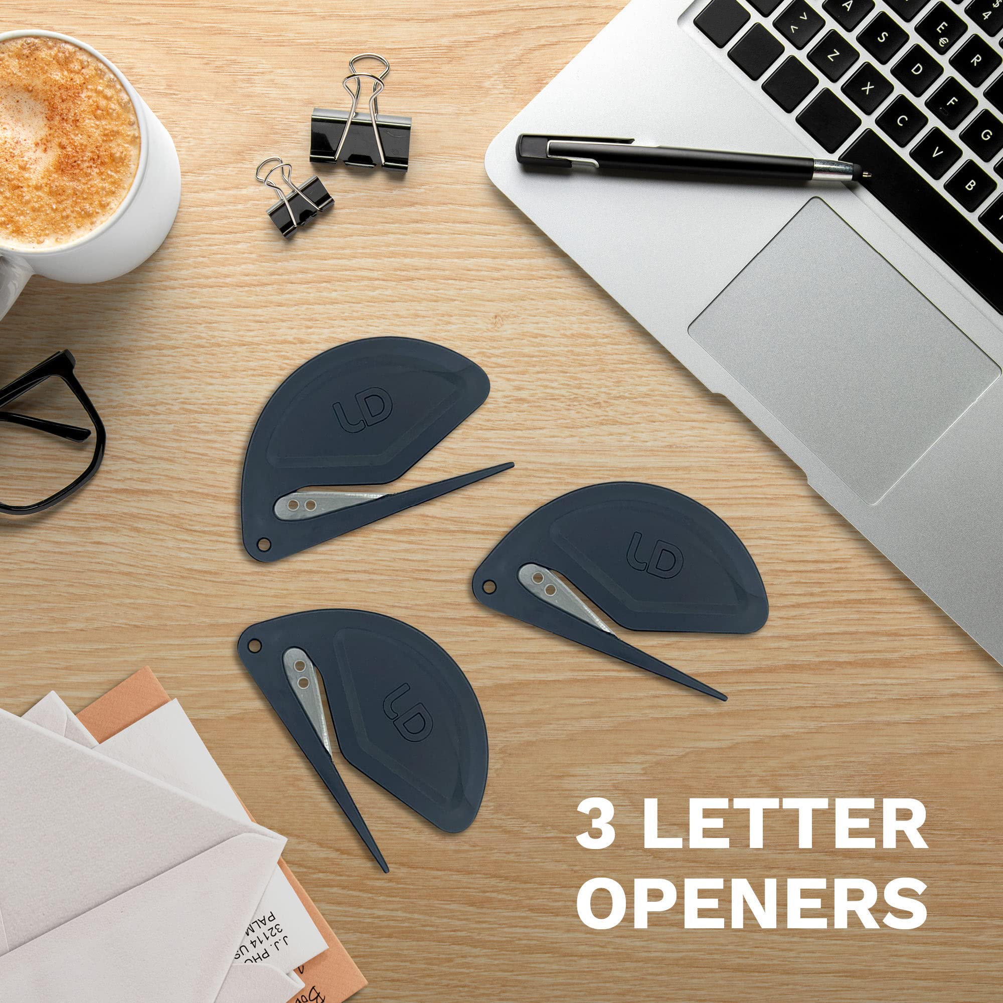 Magnetic Letter Openers - Black Desk Organizer for Office & Home