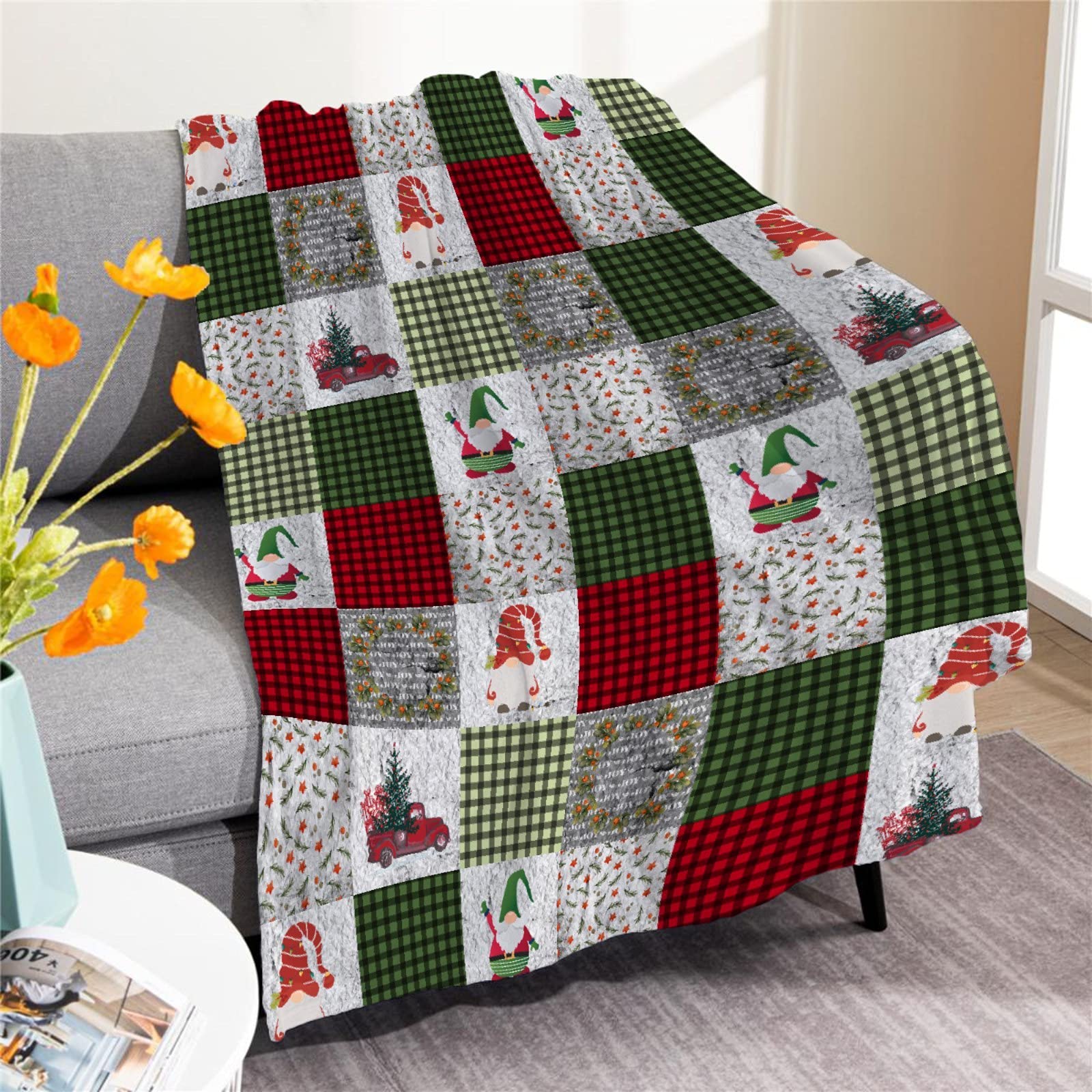**Premium Christmas Flannel Throw Blanket - Ultra Soft Lightweight Cozy Luxury Bed Blanket for Family, 120