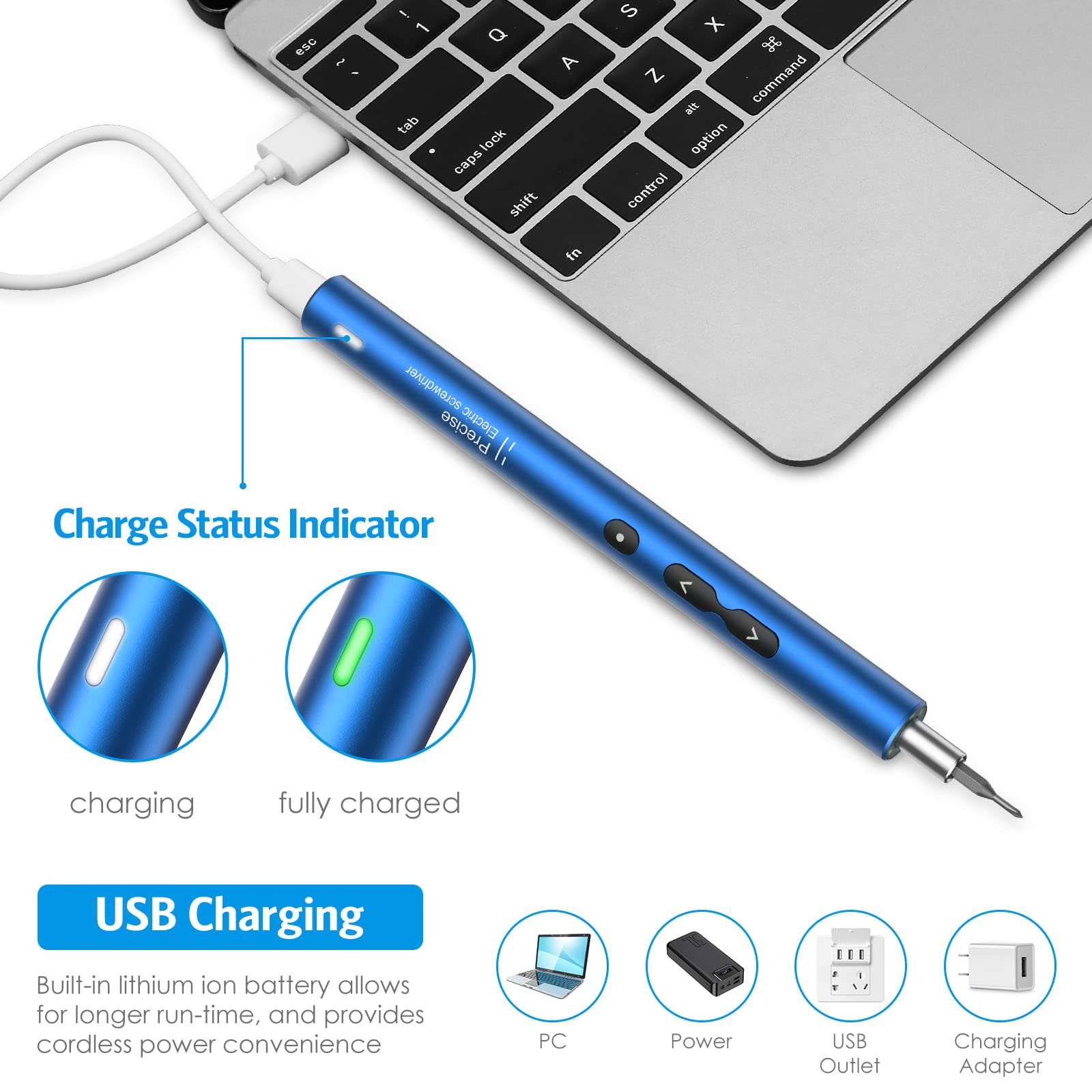 AMIR 28-in-1 Rechargeable Electric Screwdriver Set with Magnetic Bits & LED Light - Portable Power Tool for PC Building, Laptop Repair, Watch Maintenance, Electronics DIY - Perfect for Home Workshop & Professional Technicians