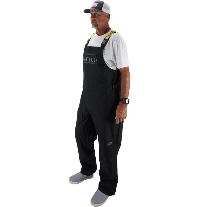 AFTCO Men's Barricade Fishing Bib - Waterproof & Durable Blue Fishing Overalls for Men (S, M, L, XL, 2XL) - Ideal for Deep Sea, Offshore & Cold Weather Fishing