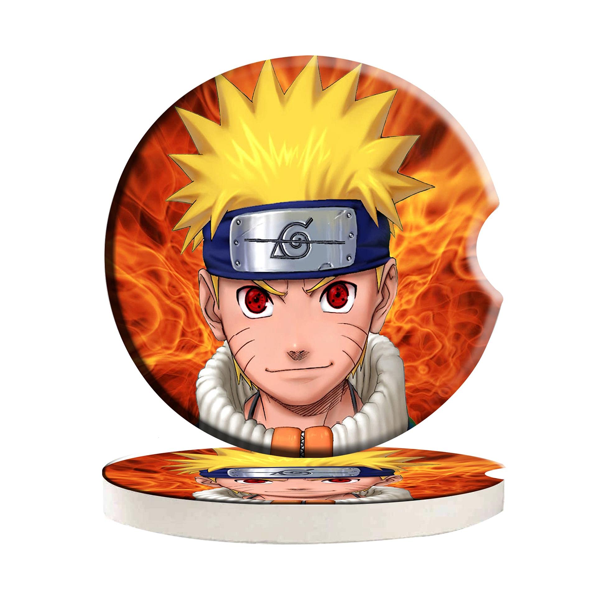 Custom Anime Car Coasters - 2 Pack Ceramic Cup Holder Coasters 2.56 Inches, Durable Drink Cushion Accessories for Car Decoration, Perfect for Anime Fans and Car Enthusiasts