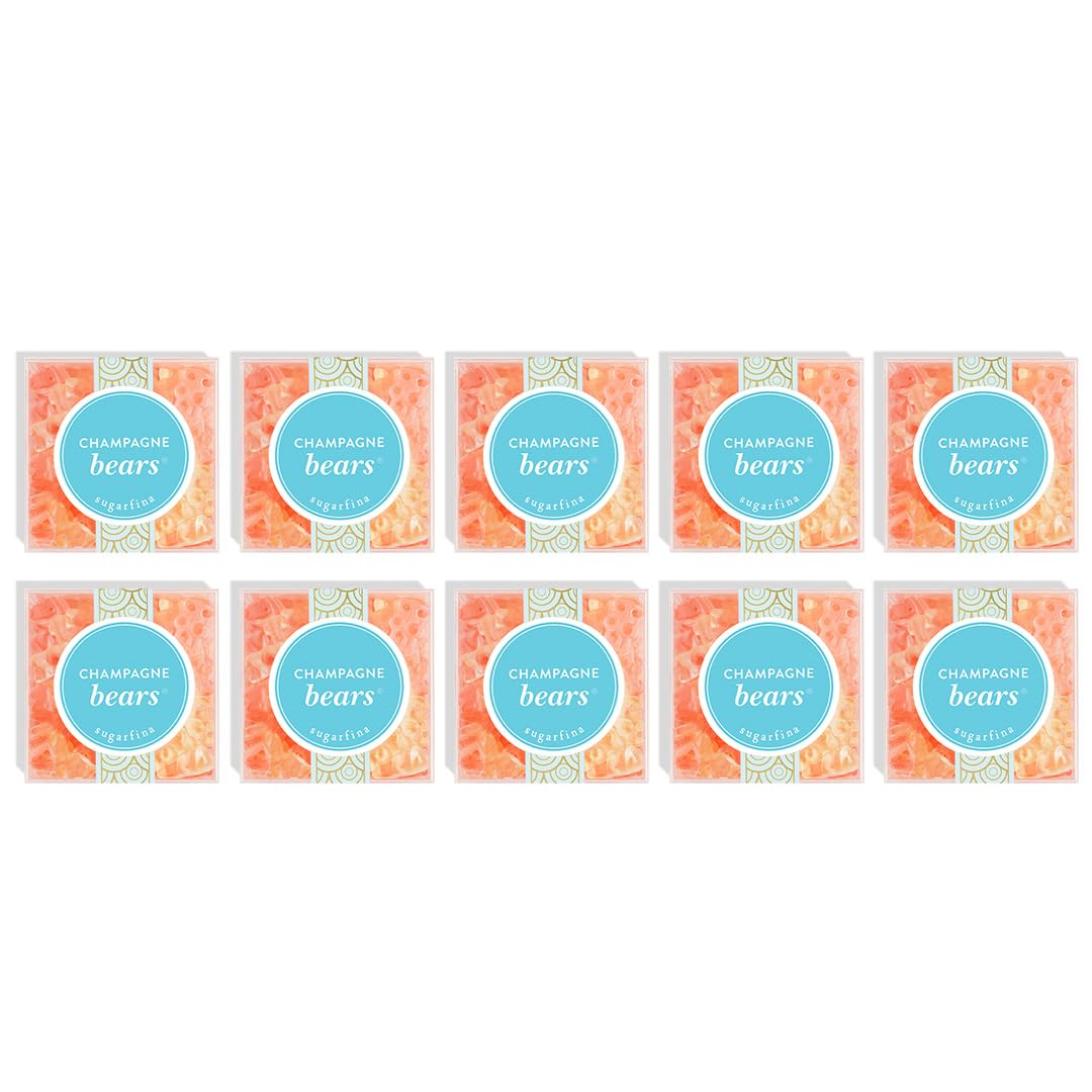 Sugarfina Champagne Bears Candy Cubes - 3.9oz Party Pack (10 Pack) | Gourmet Champagne Gummy Bears for Weddings, Birthdays & Special Occasions