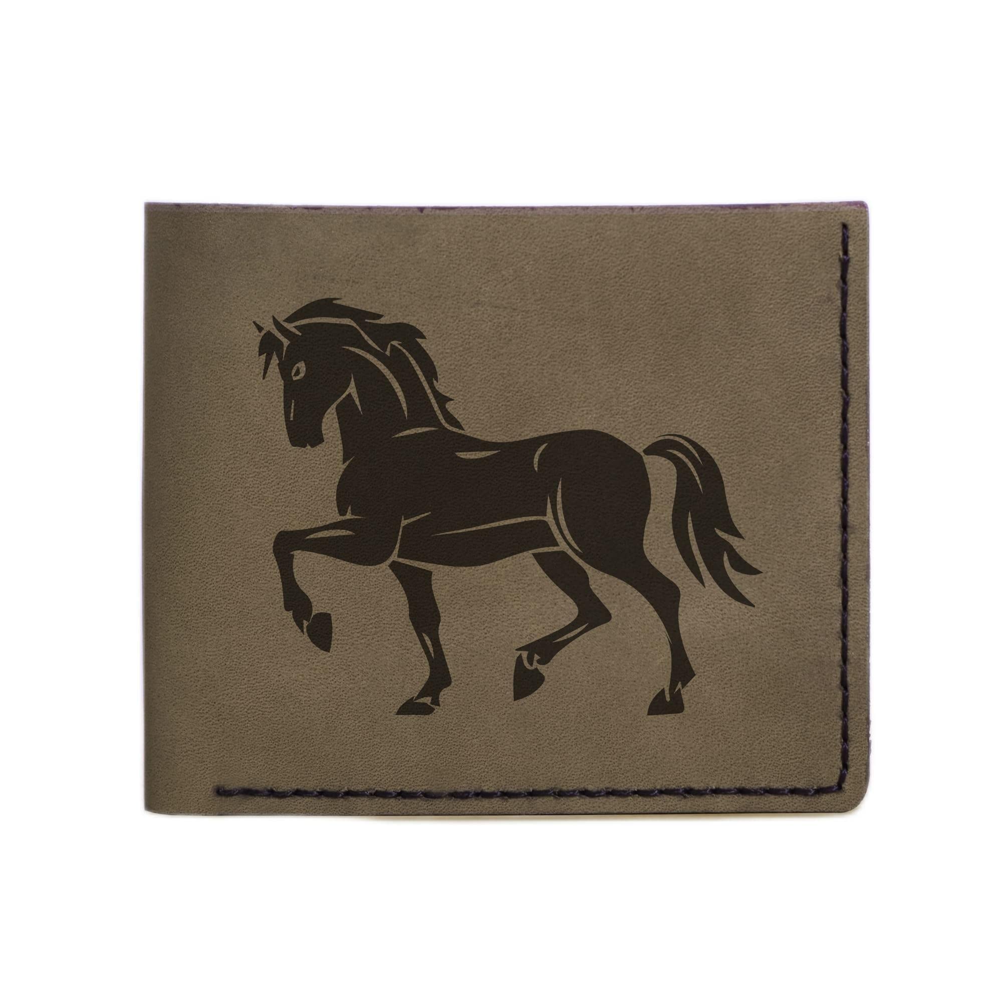 Genuine Handmade Pull-Up Leather Wallet for Men - Tribal Horses Design - Durable & Stylish for Everyday Use, Travel & Gifts
