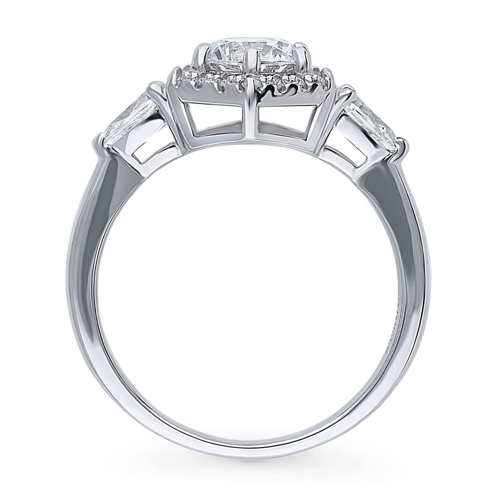 BERRICLE Sterling Silver 3-Stone Wedding Engagement Ring 0.8 Carat Round Cut Cubic Zirconia CZ Hexagon Ring for Women, Rhodium Plated Size 4-10 - Perfect for Proposals, Anniversaries & Special Occasions