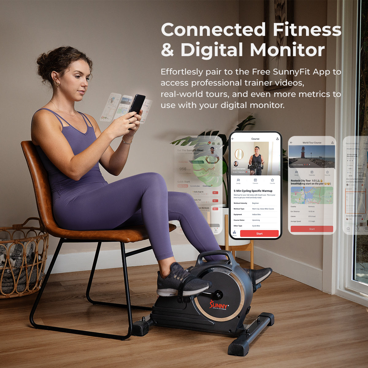Premium Smart Motorized Mini Exercise Bike for Home & Office - Portable Under Desk Pedal Exerciser for Fitness, Rehab & Active Sitting