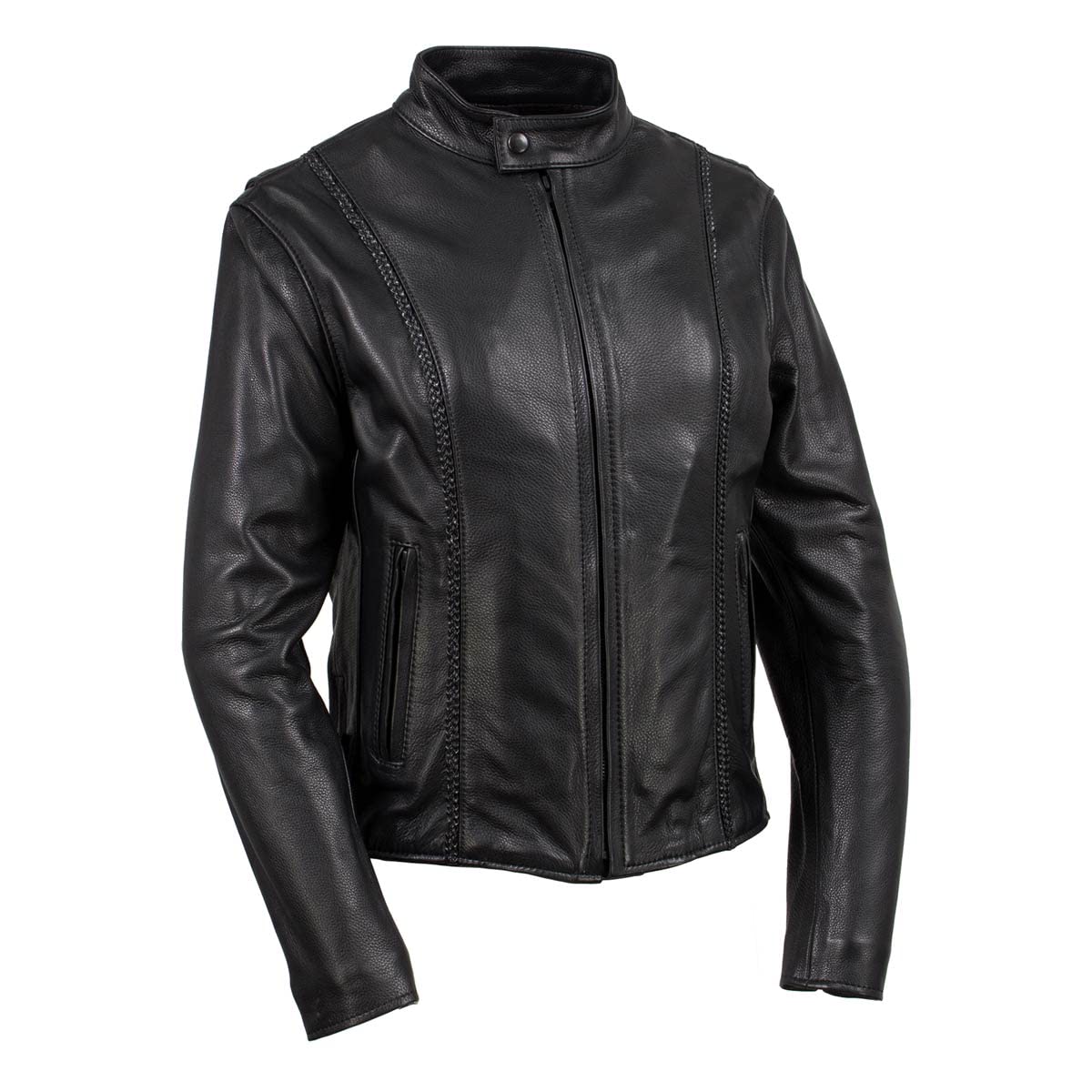 Milwaukee Leather MLJKL5002 Women's Black Premium Motorcycle Jacket - USA Made Genuine Leather Biker Jacket for Riding & Casual Wear