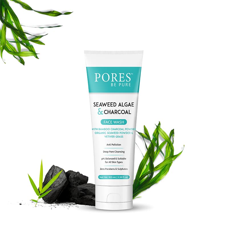 PORES Be Pure Charcoal Face Wash for Men & Women - Deep Pore Cleanser for Oily Skin, Removes Dirt & Impurities | 100mL | Daily Detox & Acne Prevention Skincare Routine