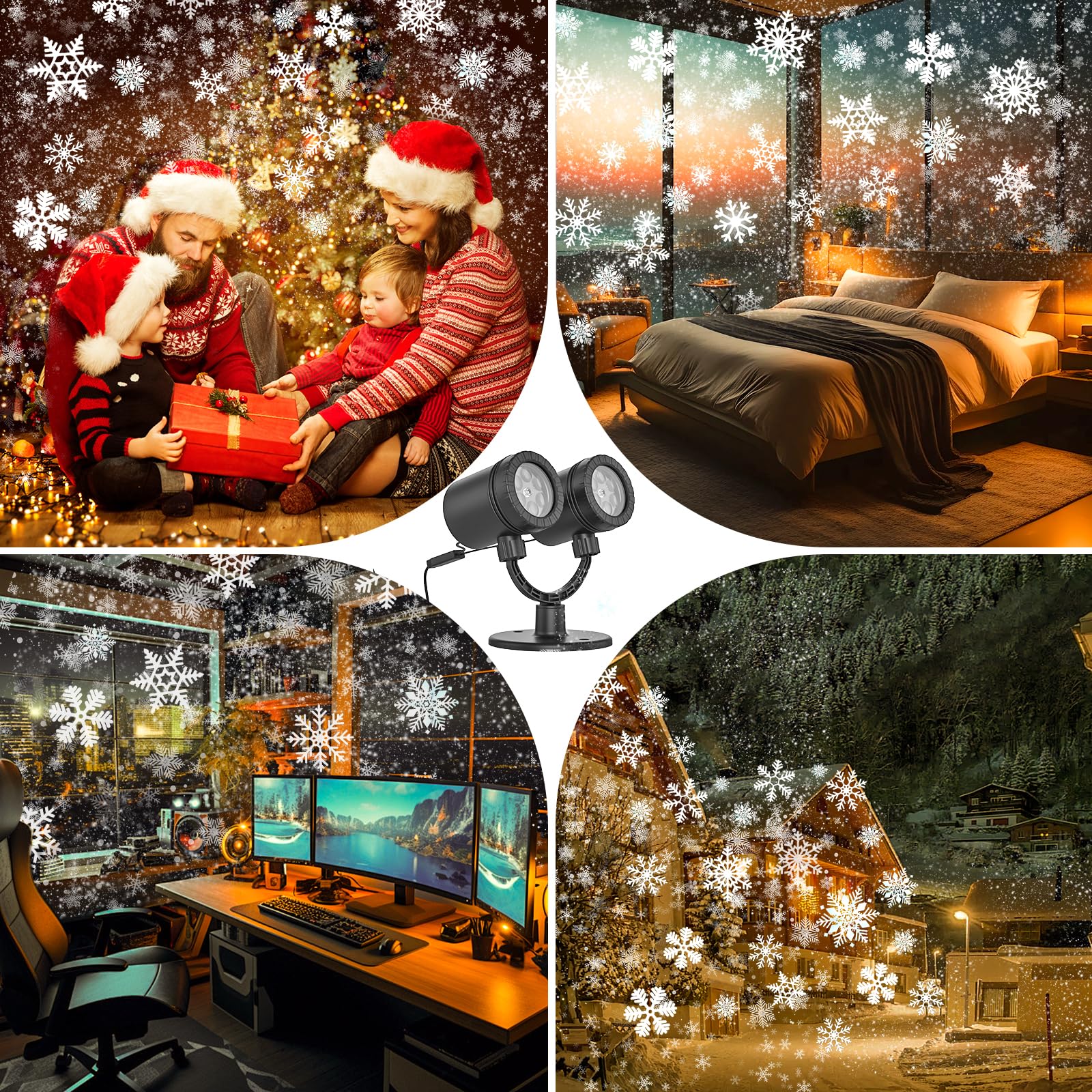Snowflake Projector Lights Outdoor - Waterproof LED Christmas Lights with Snowfall Effect for Holiday Decorations - Perfect for Christmas Tree, Yard, and Home Decoration [LL-049-03]