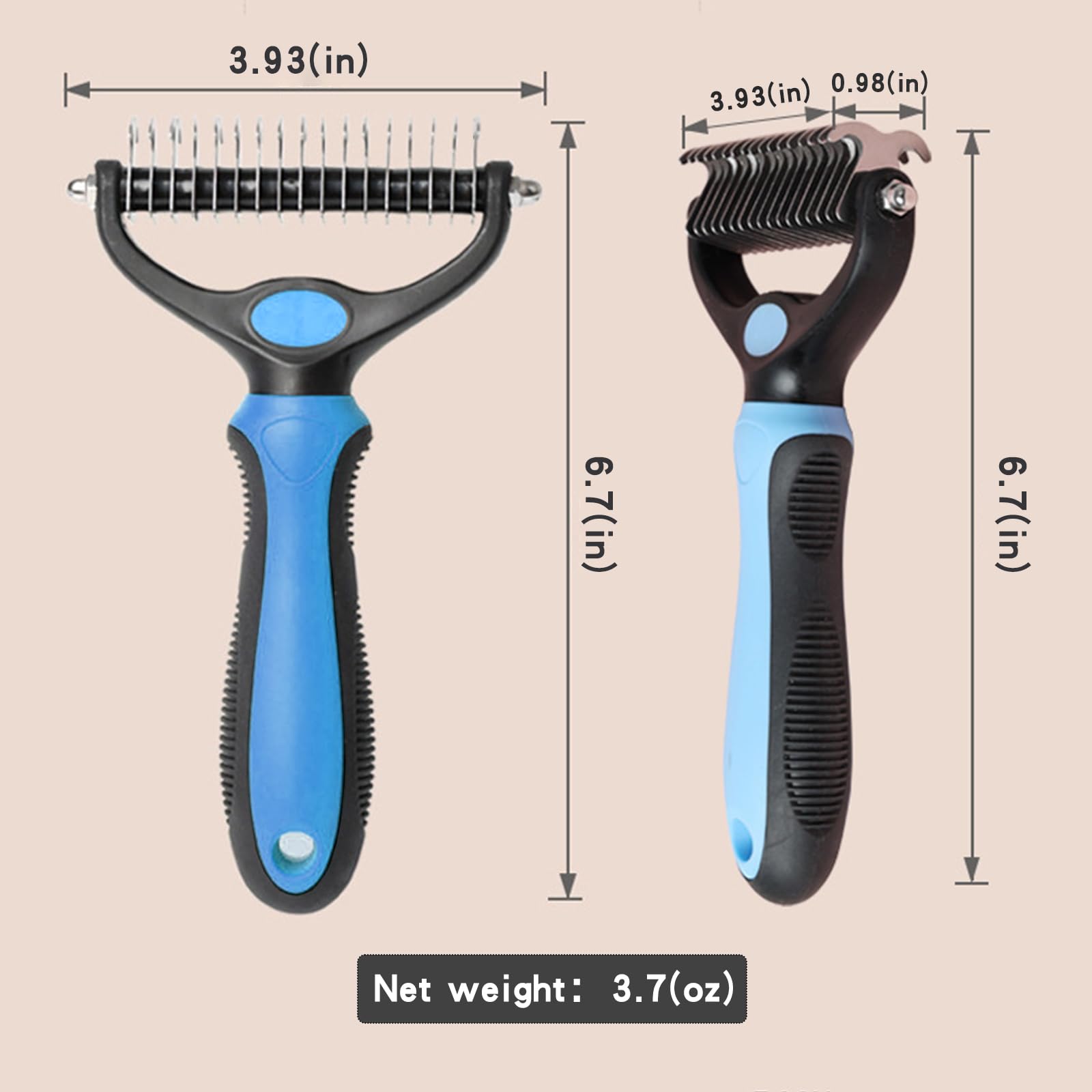 Dematting Comb for Dogs & Cats - Double Sided Deshedding Brush for Long Haired Pets, Undercoat Grooming Rake for Matted Hair Removal (Green) - Perfect for Daily Brushing & Professional Grooming Sessions