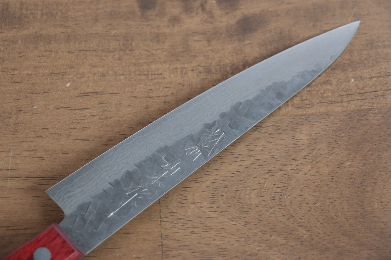 VG10 Hammered Damascus Nashiji Petty Utility Knife 160mm - Japanese Kitchen Knife with Red Pakka Wood Handle - Perfect for Slicing, Chopping & Precision Cutting Fruits, Vegetables & Boneless Meat