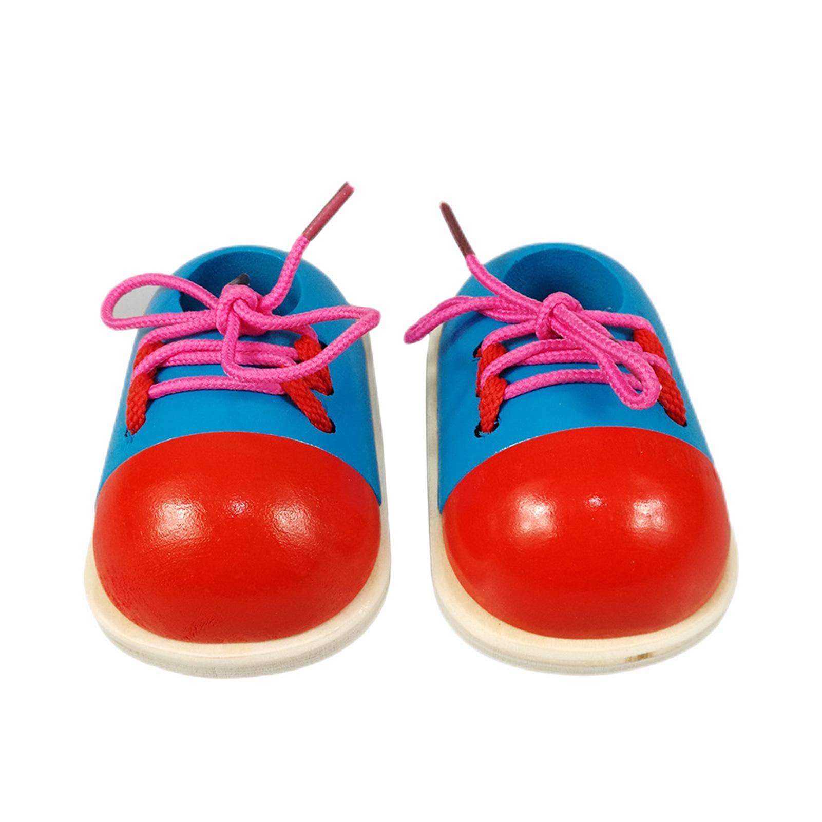 Littryee Wooden Shoelace Threading Toy - Learn to Tie Shoelaces for Kids & Toddlers - Early Educational Lacing Shoe Toy for Fine Motor Skills Development - Perfect for Preschool Learning & Montessori Activities