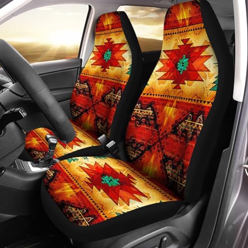 Orange Red Aztec Ethnic Print