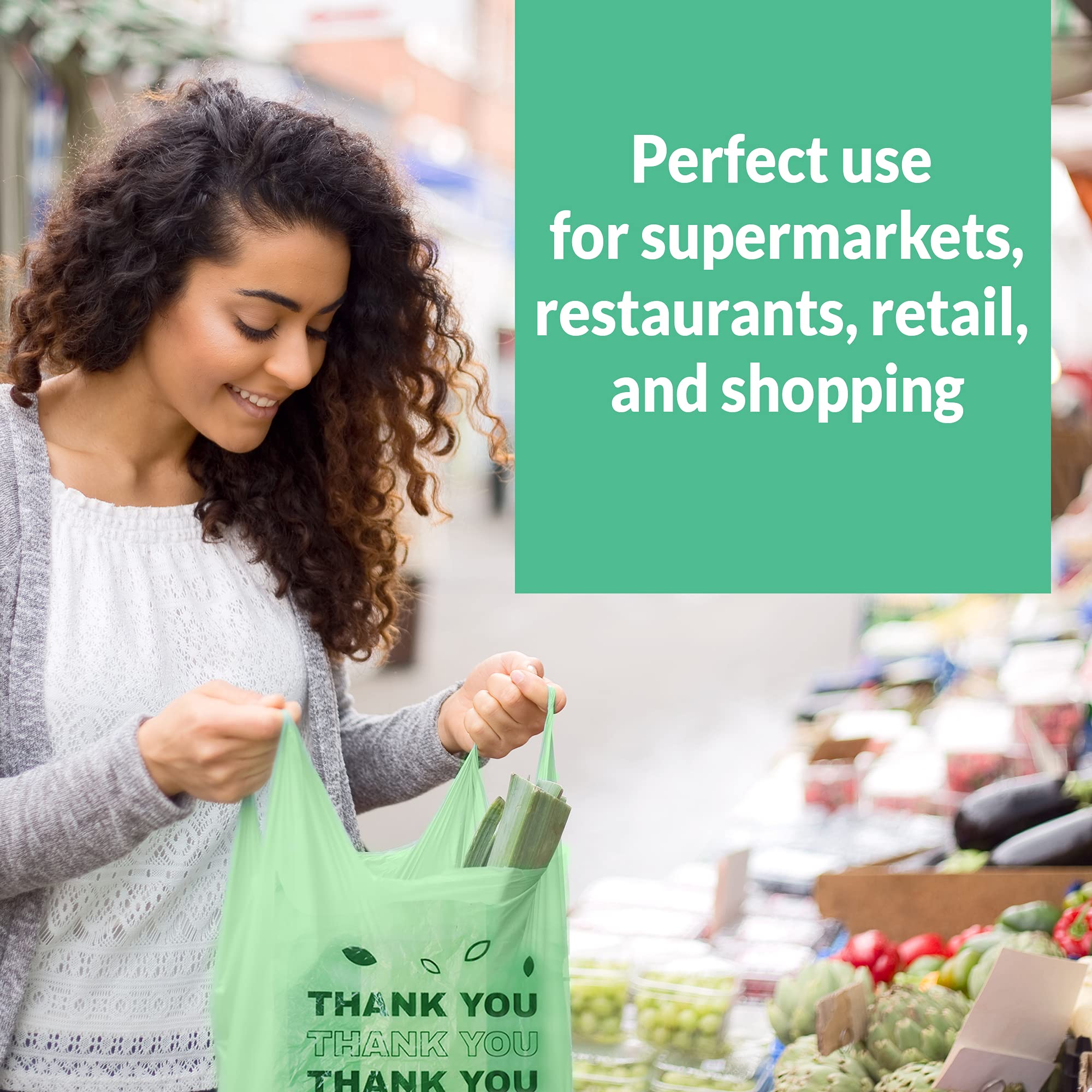 Eco-Friendly Biodegradable Thank You Bags - 550 Count Bulk Pack | Compostable Shopping Bags for Grocery, Retail & Restaurant Use | OXO-Biodegradable Plastic Bags 11.5