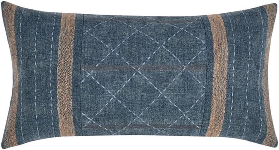 Villa Origin Denim Blue Throw Pillow Cover 14x26 Inches - Soft Decorative Cushion for Sofa, Bed, or Chair - Home Decor Accent (2 in Stock)