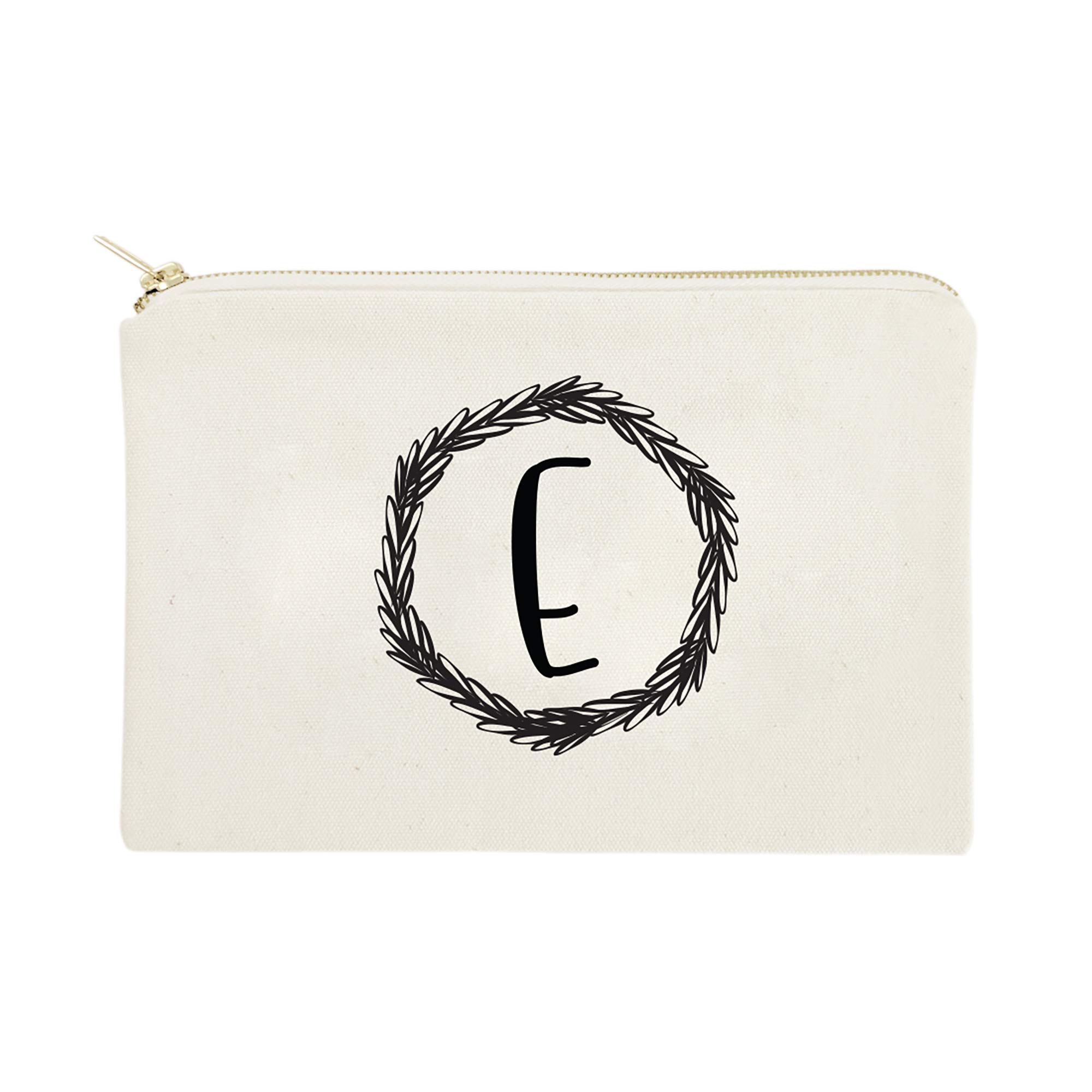 Personalized Monogram Initial E Cosmetic Bag - Cotton & Canvas Travel Makeup Pouch for Women | Perfect for Travel, Gym & Everyday Use