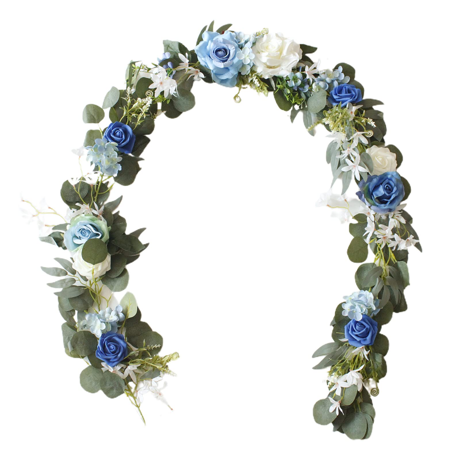 Artificial Rose Garland & Silk Eucalyptus Vine - Faux Floral Greenery for Wedding Backdrop, Wall Decor, Party & Home Decoration | Elegant Hanging Flowers for Indoor & Outdoor Events