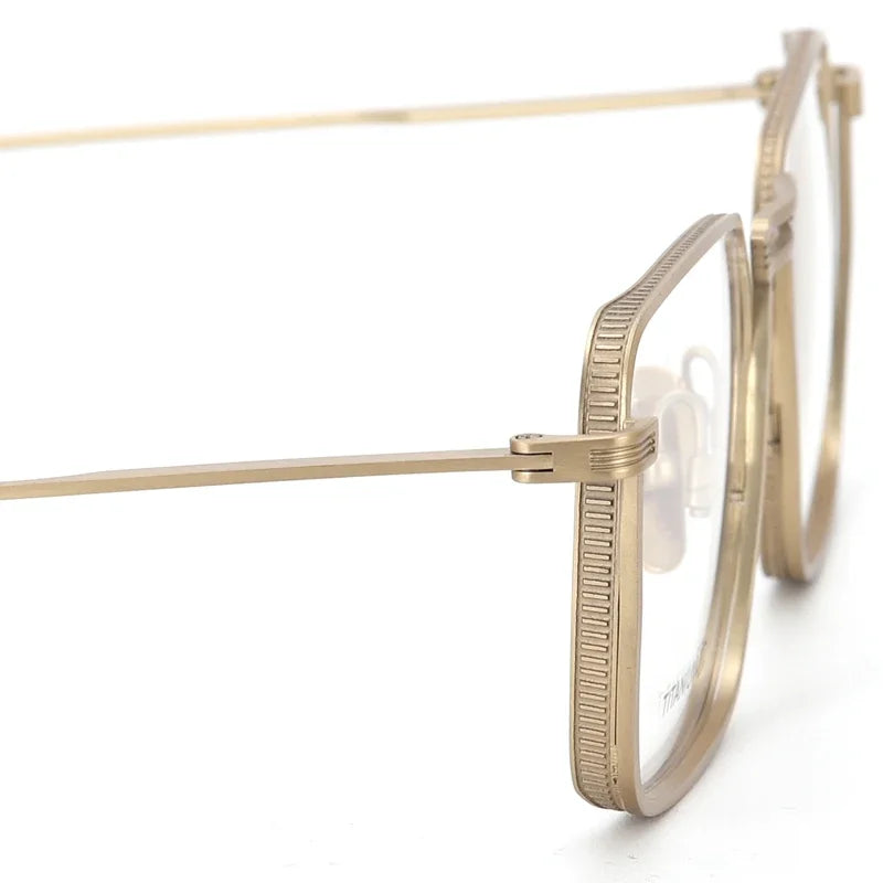 Aror Men's Full Rim Square Double Bridge Titanium Eyeglasses 49125 - Lightweight Durable Frame for Work, Reading & Driving - Premium Titanium Glasses for Men
