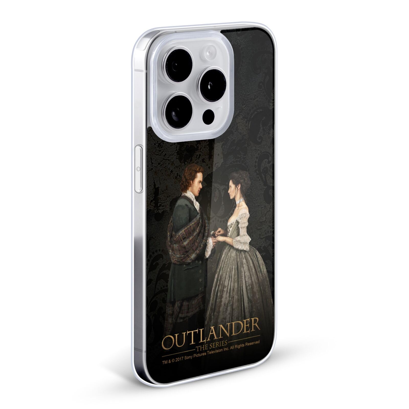 Officially Licensed Outlander Claire & Jamie Painting Portraits Soft Gel Case for Apple iPhone 12 Pro Max - Durable Protective Phone Cover - Perfect for Fans of the Outlander TV Series & Book Lovers