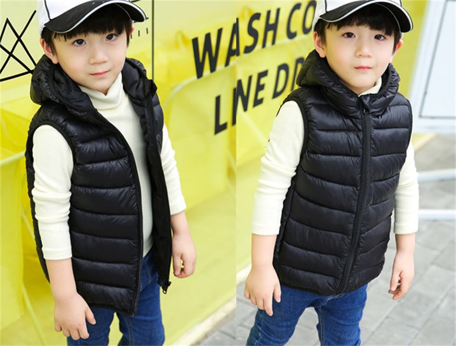 Kids Windproof Hooded Puffer Vest - Packable Sleeveless Jacket for Boys & Girls | Warm Winter Waistcoat for Spring Travel & Outdoor Activities