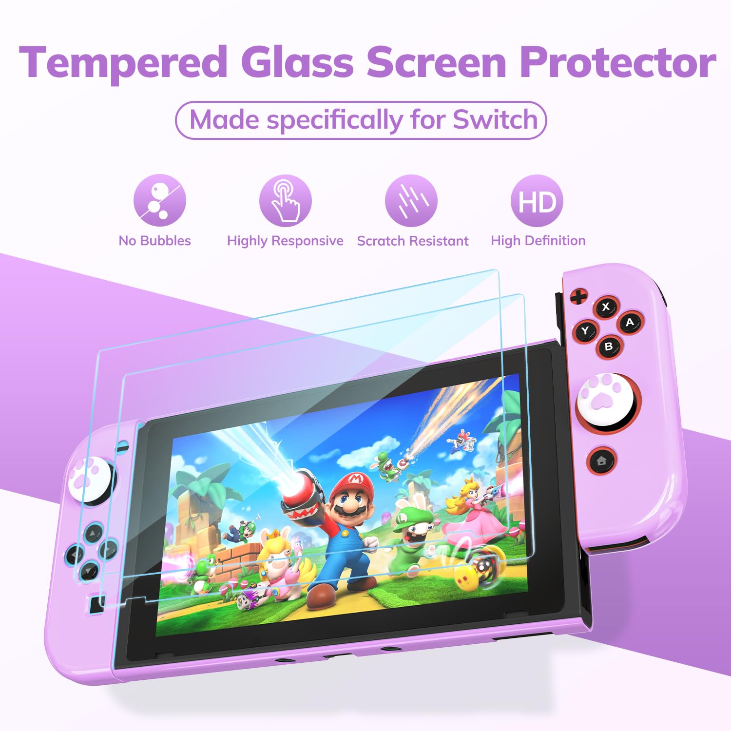 16-in-1 Nintendo Switch Carrying Case with Accessories - Purple Protective Travel Case for Original Switch Model - Perfect for Gaming On-The-Go