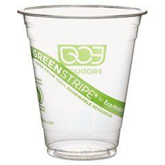 ECOEPCC12GS 12 oz Compostable Cold Drink Cups - 1000 Count, GreenStripe Renewable Resource, Clear Plastic-Free Cups for Parties, Events & Eco-Friendly Businesses