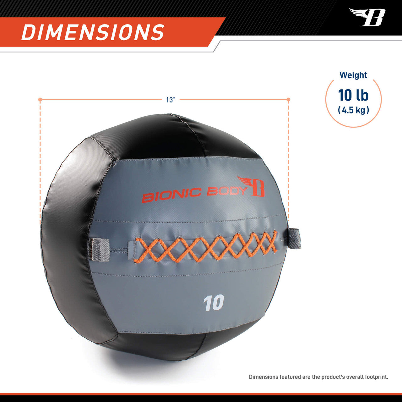 Bionic Body 10lb Weighted Medicine Ball for Strength Training | BBWB 1210 - Perfect for Home Gym, CrossFit & Functional Fitness Workouts