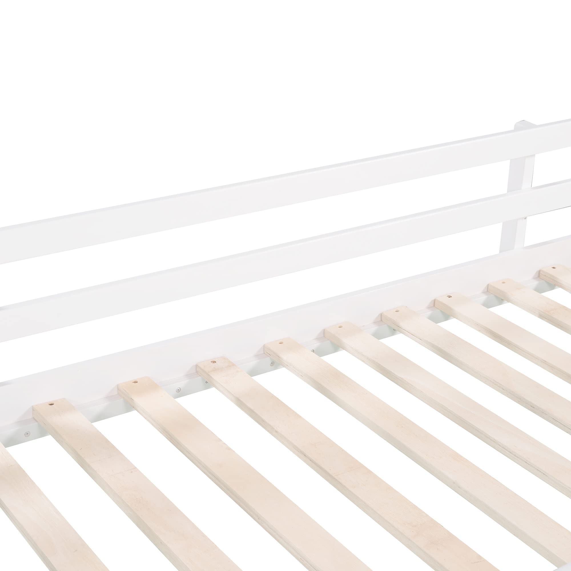Harper & Bright Designs Twin Loft Bed with Slide - Solid Wood Low Bunk Bed with Chalkboard for Kids, Girls & Boys - White | Perfect for Small Bedrooms, Playrooms & Kids' Shared Spaces