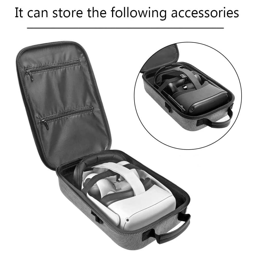 Oculus Quest 2 Hard Carrying Case - Protective Travel Storage Box for Oculus Quest VR Headset & Accessories (Gray) - Perfect for Travel, Gaming Parties & Safe Storage