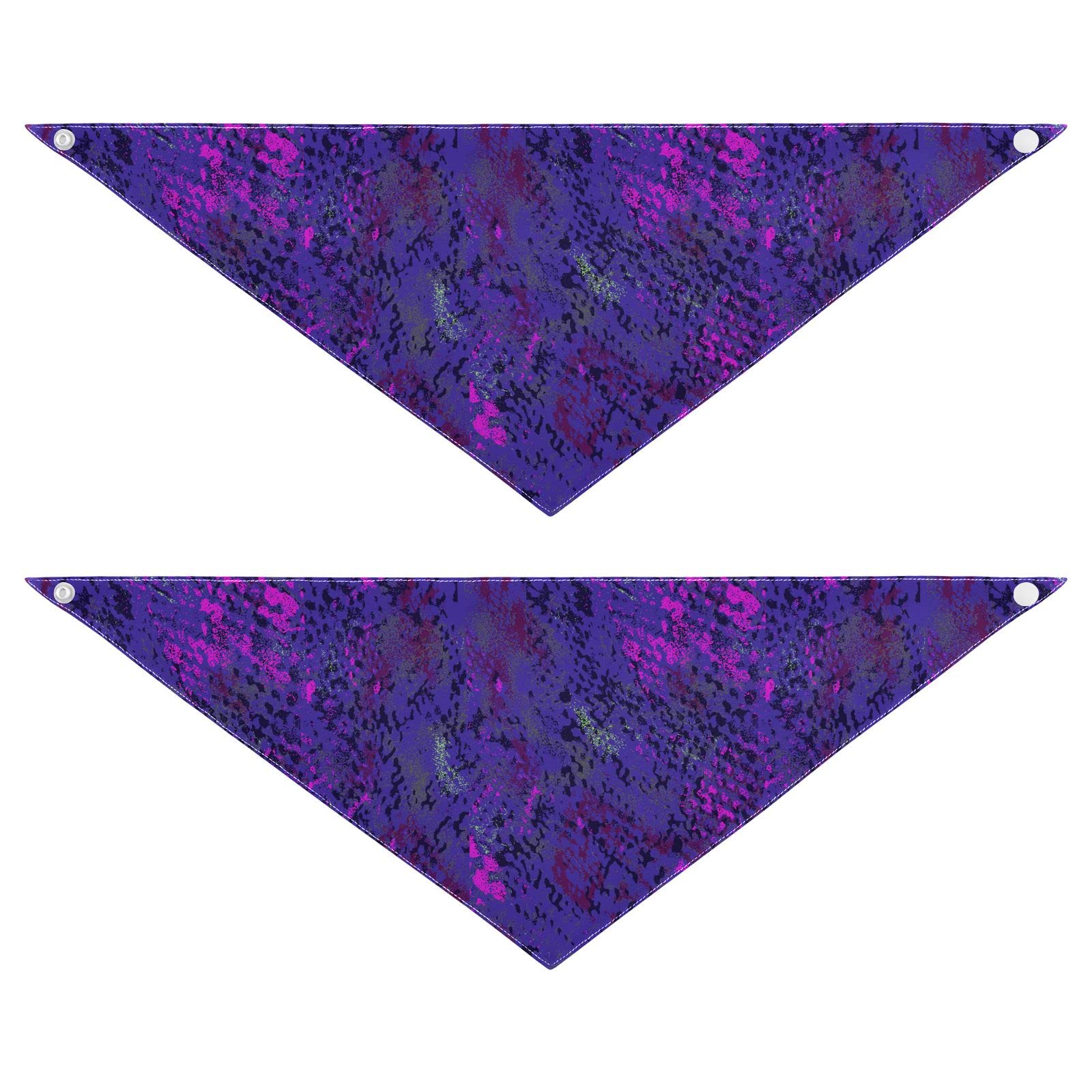 2 Pack Snake Skin Pattern Purple Dog Bandanas - Adjustable Snap Button Triangle Pet Scarf for Small to Large Dogs & Cats - Perfect for Holidays, Parties & Outdoor Adventures