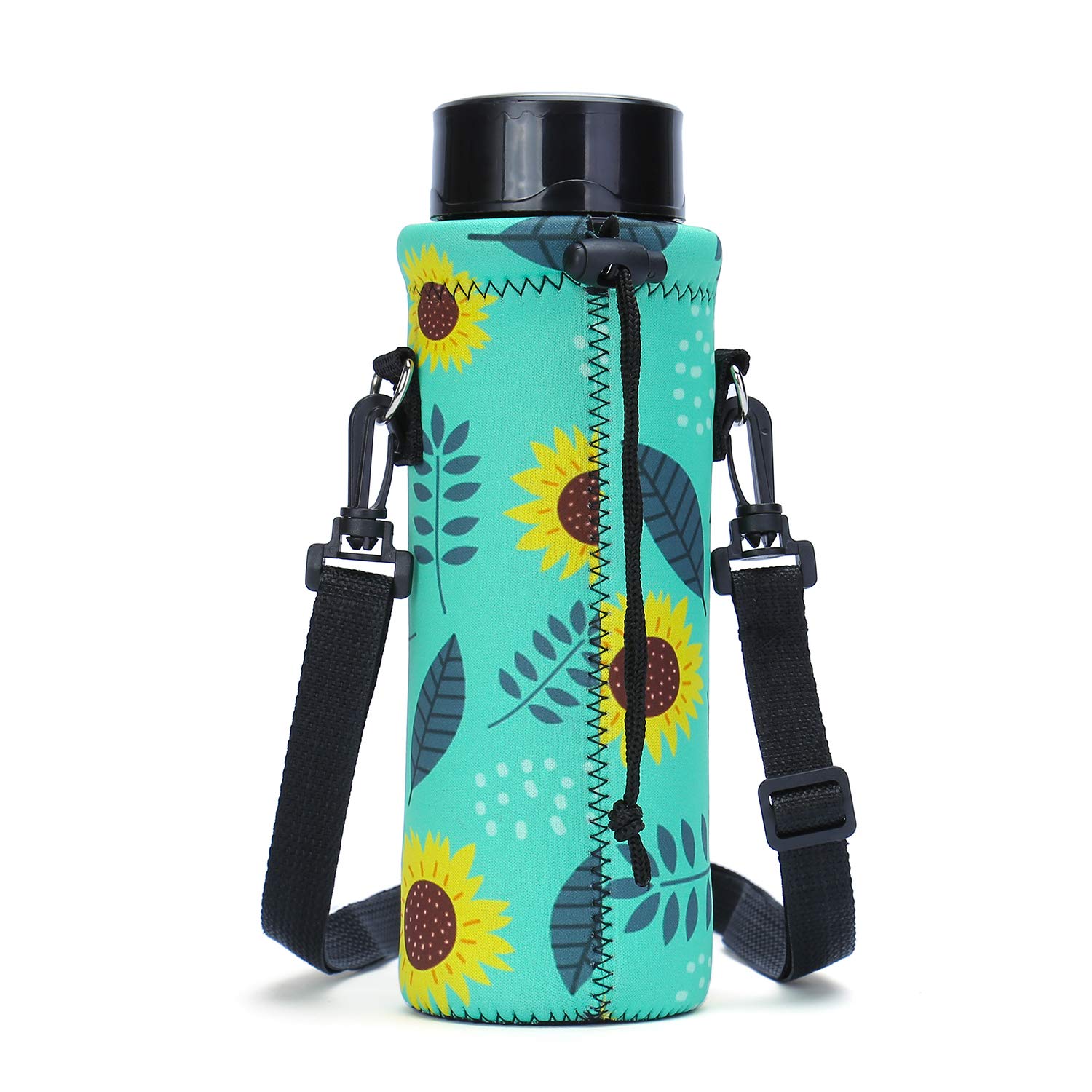 Amary 500ML Insulated Neoprene Water Bottle Holder with Adjustable Shoulder Strap - Leakproof Thermal Bottle Cover for Stainless Steel, Glass & Plastic Bottles (16.9oz) - Perfect for Hiking, Gym, Travel & Outdoor Activities (Sunflower Yellow)