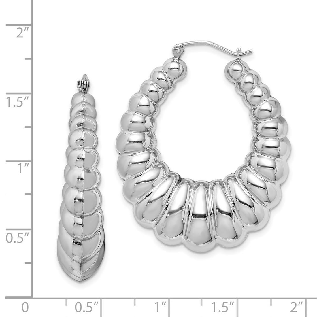 925 Sterling Silver Hollow Hinged Polished Hoop Earrings for Women - 41x34mm Wide Fancy Hoop Earrings | Perfect for Parties, Weddings & Everyday Wear