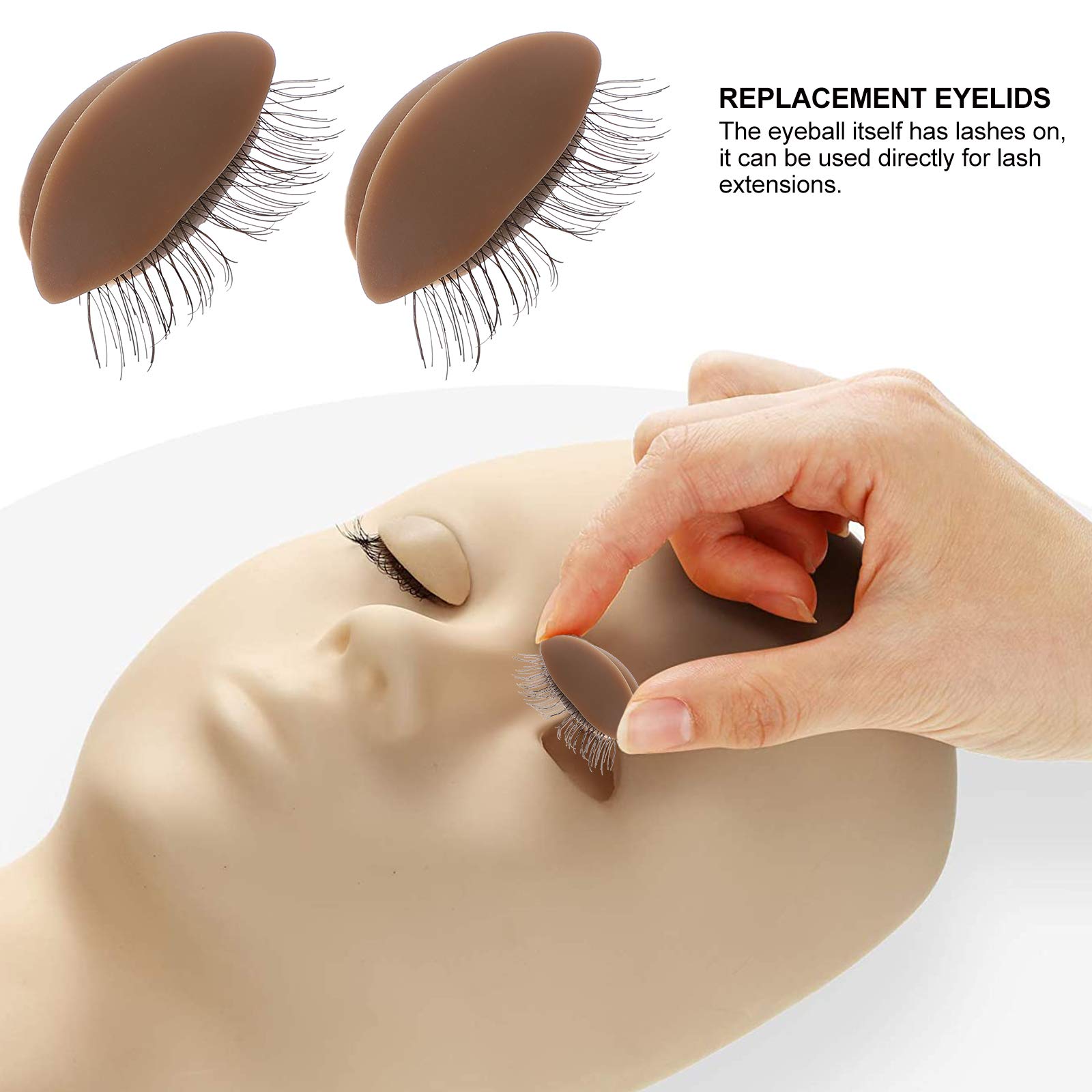 3 Pairs Removable Eyelids for Lash Practice - Eyelash Extension Training Mannequin Replacement Eyelids Tool with Replaceable Accessories | Perfect for Eyelash Technician Training & Makeup Practice