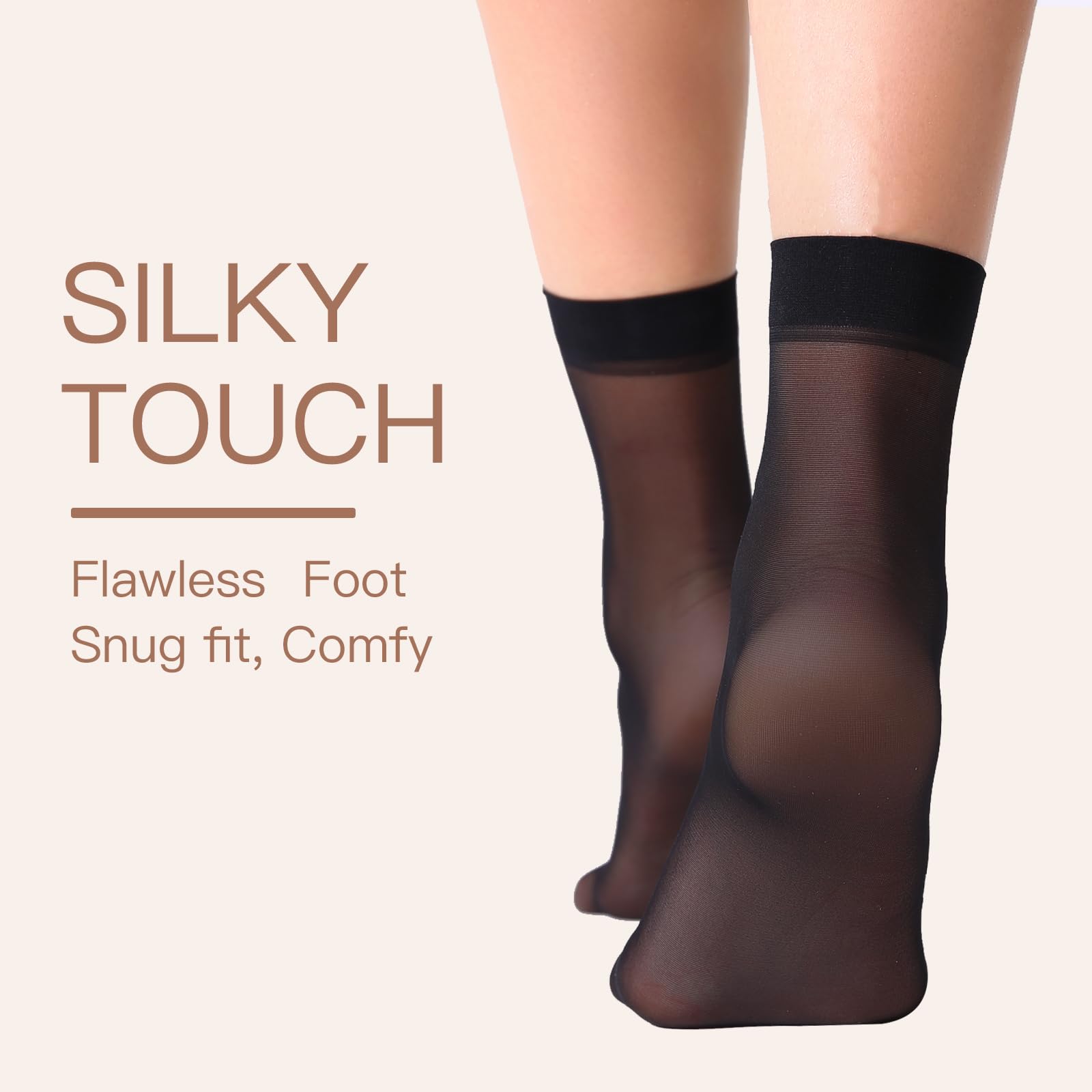 Yilanmy 12 Pairs Women's Sheer Ankle High Socks with Reinforced Toe - Nylon Pantyhose Socks for Everyday Wear, Office & Casual Outfits