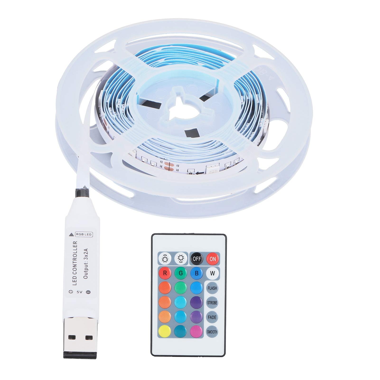 X Homsel 2M 5050 RGBW LED Strip Lights - 16 Color Changing USB Light Strips for Bedroom, Kitchen, Home Decoration | Mood Lighting for Parties, Gaming Setup & DIY Projects