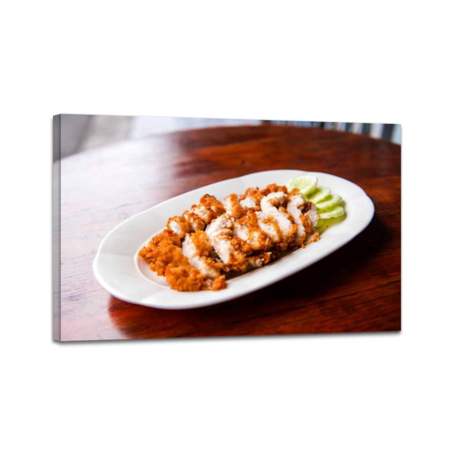 Fried Chicken Framed Canvas Wall Art - Modern Kitchen & Dining Room Decor, Bedroom & Living Room Posters, Home Office Hanging Paintings | Perfect for Farmhouse, Restaurant & Cafe Decor