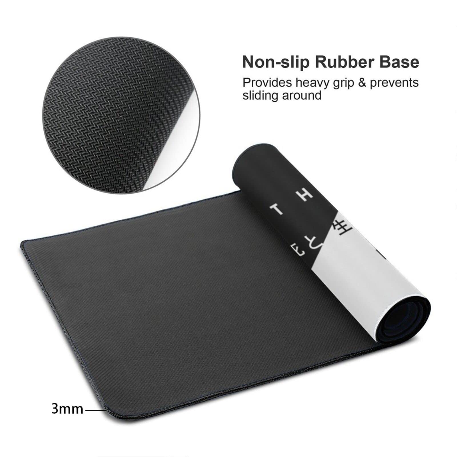 Cherry Blossom Gaming Mouse Pad - Extra Large 31.5 x 11.8 Inch Non-Slip Rubber Base with Stitched Edges | Black & White Design for PC Gaming, Office Work & Home Desk Use