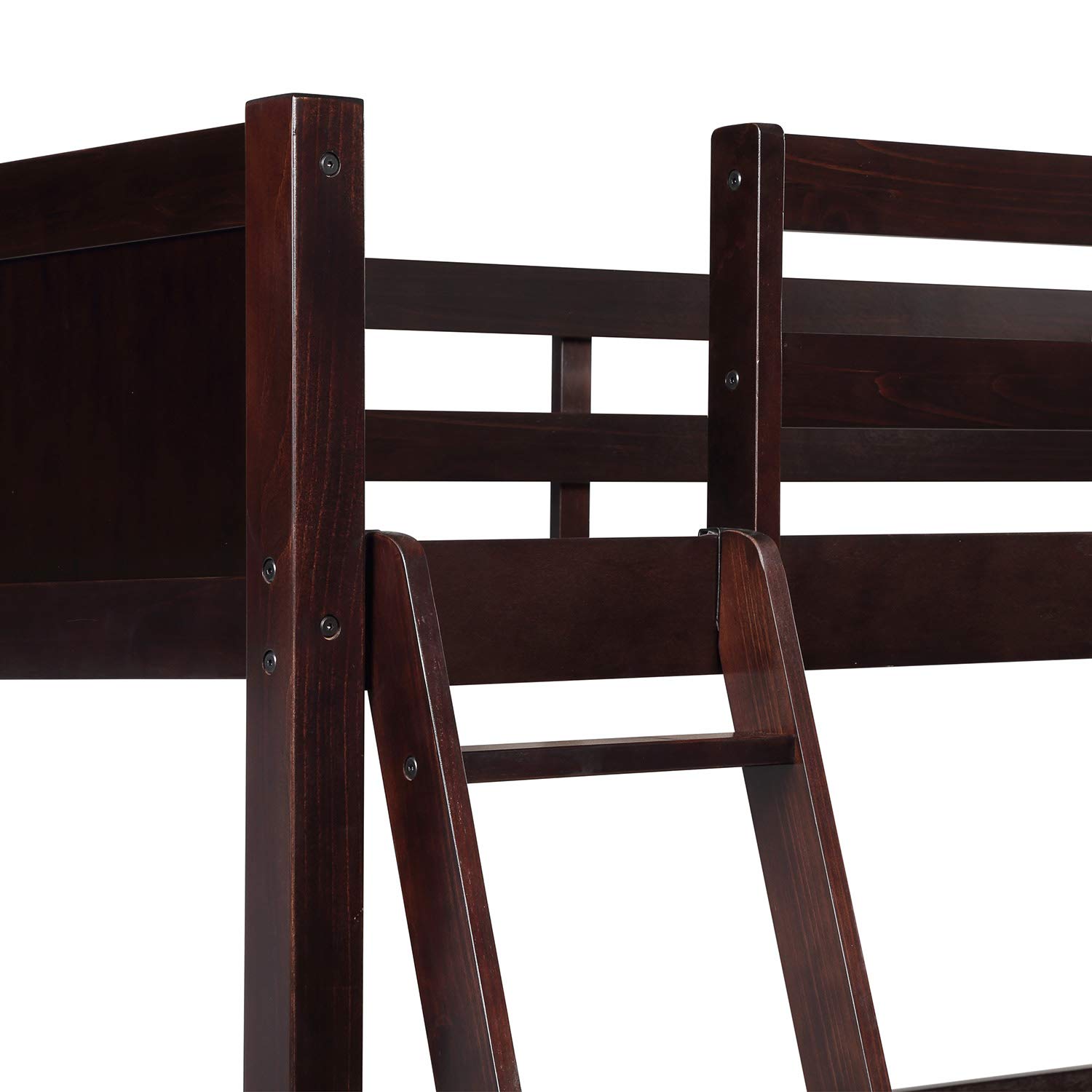 Merax Twin Loft Bed with Ladder & Guardrail - Solid Wood Twin Size Loft Bed Frame for Kids & Teens - Space-Saving Espresso Finish - Perfect for Small Bedrooms, Dorms & Kids' Rooms