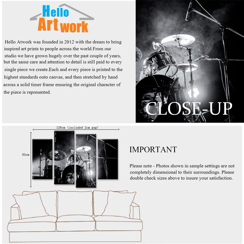 iHAPPYWALL 4-Piece Music Wall Art with LED Lights - Modern Home Decor for Living Room & Bedroom