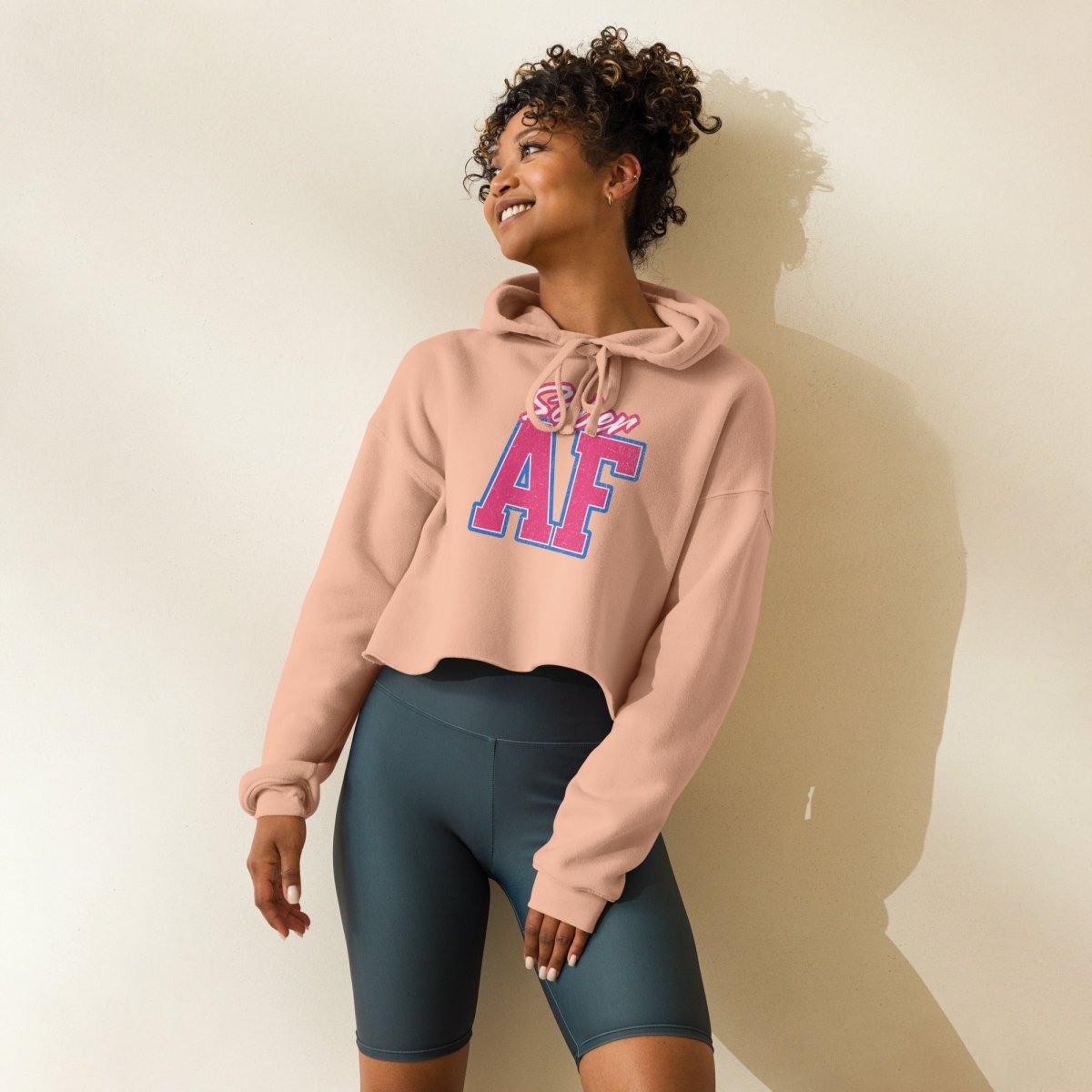 Sober AF Trendy Crop Hoodie for Women - Stylish Oversized Pullover Sweatshirt for Casual Wear, Gym, and Street Fashion