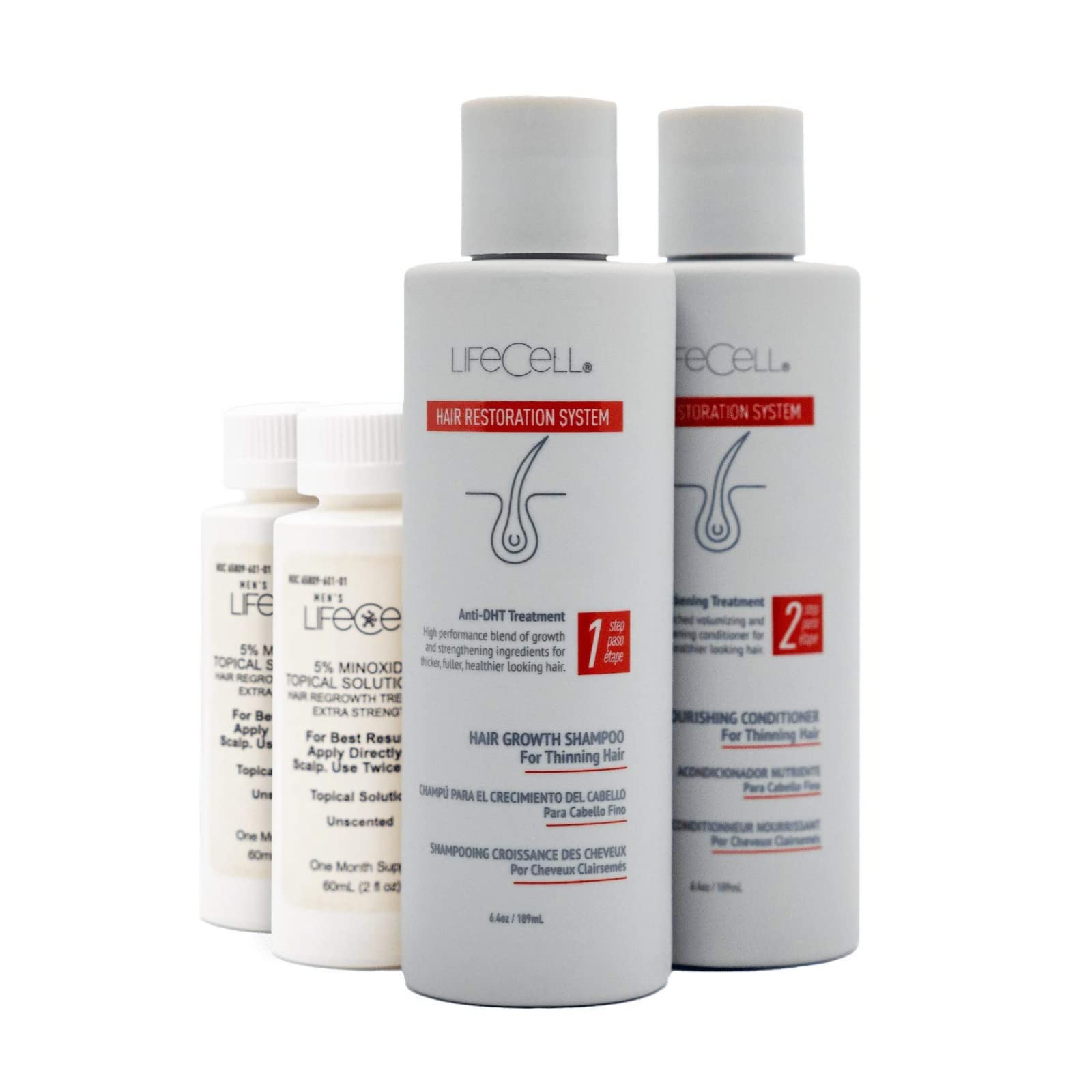 LifeCell Hair Restoration System for Men - 5% Minoxidil Treatment for Hair Growth & Thinning Hair - Effective Hair Regrowth Solution for Home Use