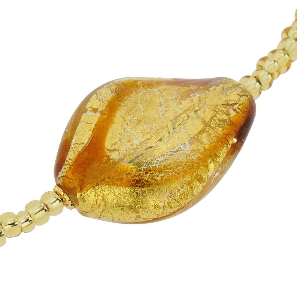 Venetian Murano Glass Royal Cognac Spirals Necklace - Handmade Italian Jewelry for Women, Elegant Gift for Special Occasions & Evening Events