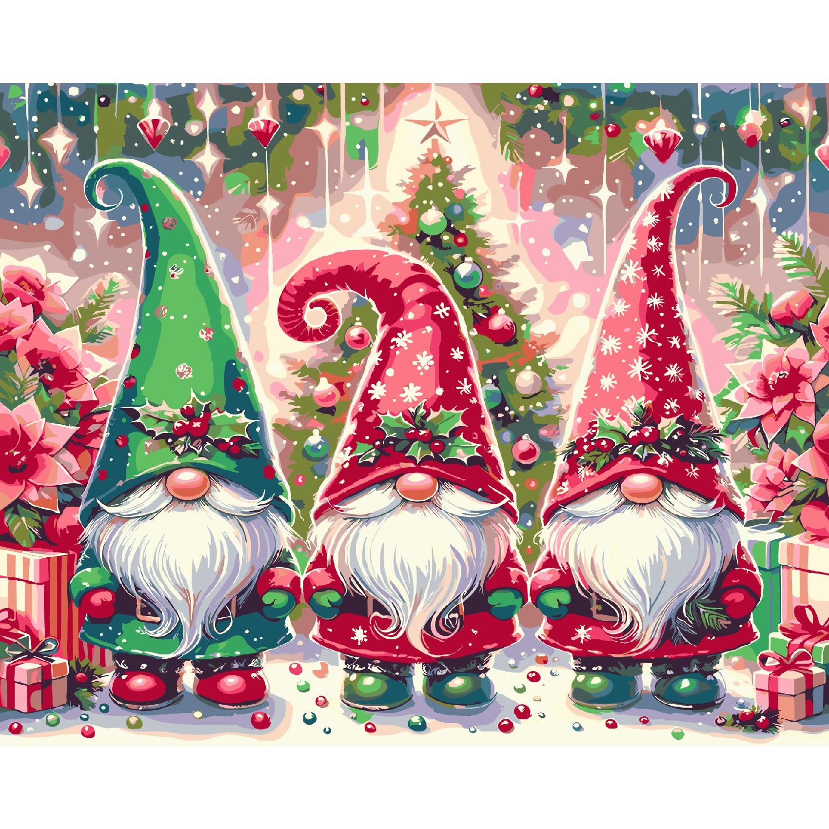 Christmas Paint by Numbers Kit for Adults - DIY Gnome Acrylic Oil Painting on 20x16 Inch Canvas - Beginner Friendly Art Set for Home Decor & Holiday Gifts | Perfect for Relaxation, Stress Relief & Creative Christmas Activities