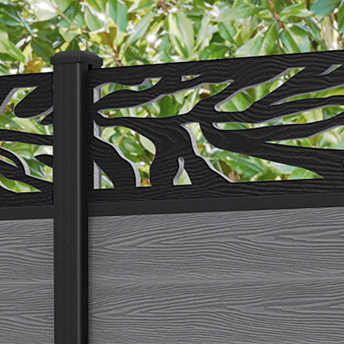 Classic Malawi Fence Panel - Mid Grey Aluminum Privacy Fence with Durable Posts | Outdoor Garden, Yard, and Poolside Security Barrier