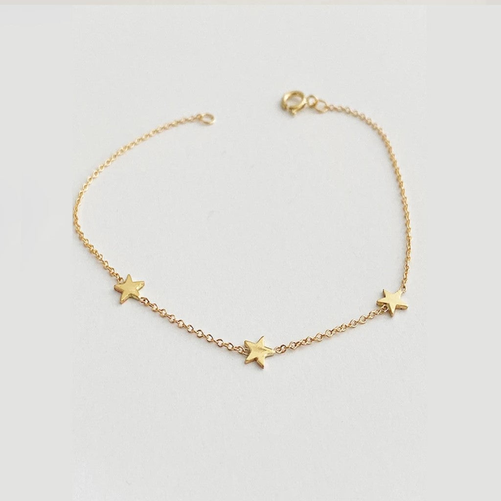 3 Star Charm Bracelet in Gold - Elegant Jewelry for Women, Perfect for Gifts, Parties & Everyday Wear