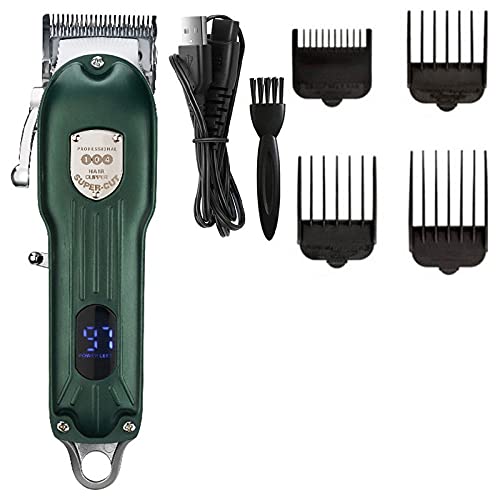 Professional Cordless Hair Clippers for Men - LED Adjustable Hair Trimmer with Taper Lever for Barber Shop & Home Use - Electric Hair Cutting Machine for Salon & DIY Grooming (Blue)