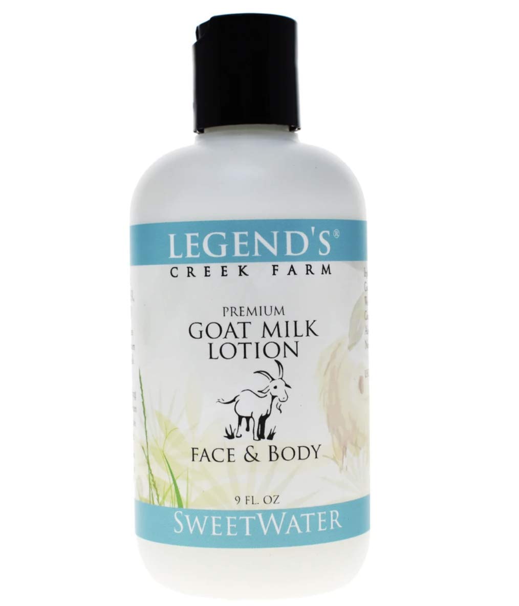 Legend's Creek Farm Goat Milk Lotion - Natural Moisturizing Body Lotion for Dry Skin, Hands & Face - 9 oz Hydrating Cream with Shea Butter, Sunflower Oil & Aloe Vera - Handmade in USA - Perfect for Daily Skincare, After Shower & Winter Dryness Relief